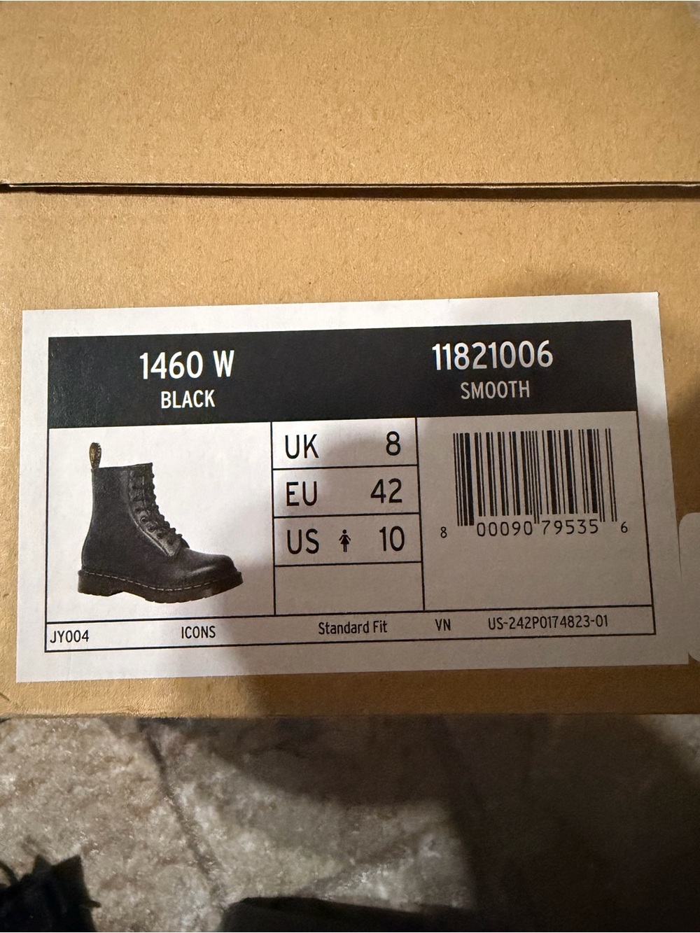 Dr. Martens 1460 W Black Leather Lace-Up Boots